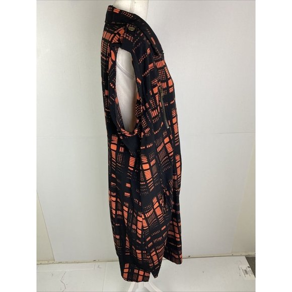 City Chic Size M Women's Tunic Dress Black Orange Geometric Zip up - Picture 7 of 9